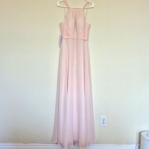 NWT Azazie “Melinda” Blushing Pink Chiffon Gown – Size A6